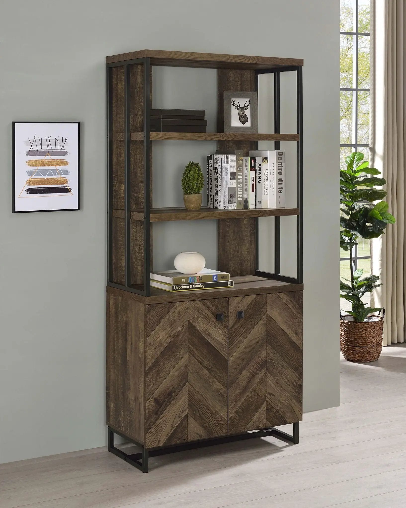 Millbrook 71-inch 2-door Storage Bookshelf Rustic Oak by Unique Piece Furniture