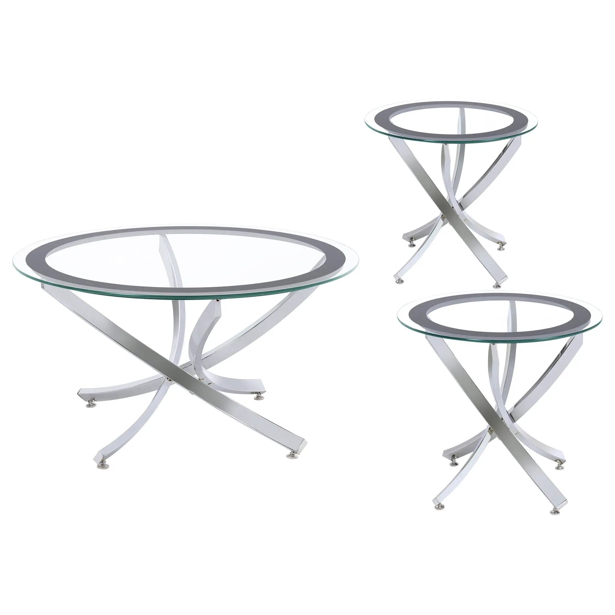 Brooke 3-piece Round Coffee and End Table Set Chrome by Unique Piece Furniture