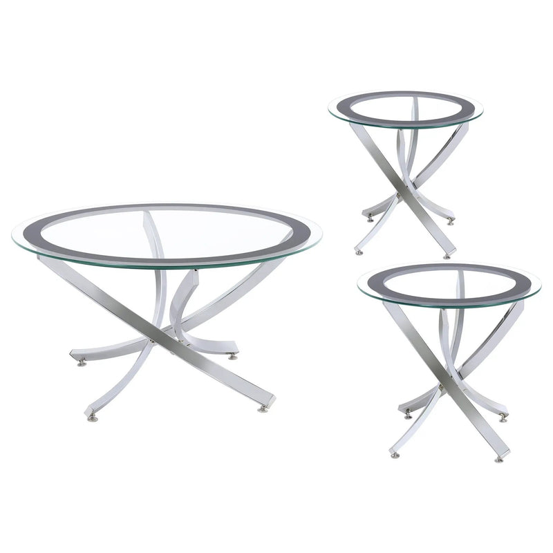Brooke 3-piece Round Coffee and End Table Set Chrome by Unique Piece Furniture