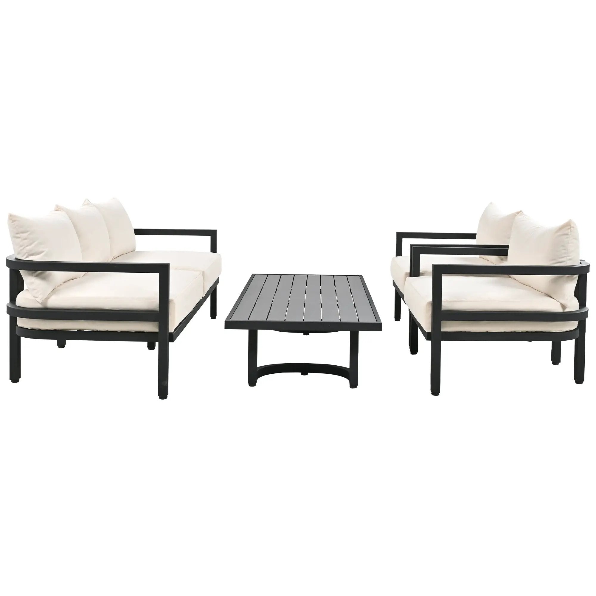 U_Style Multi-Person Outdoor Steel Sofa Set with Coffee Table by HouseOfZazla