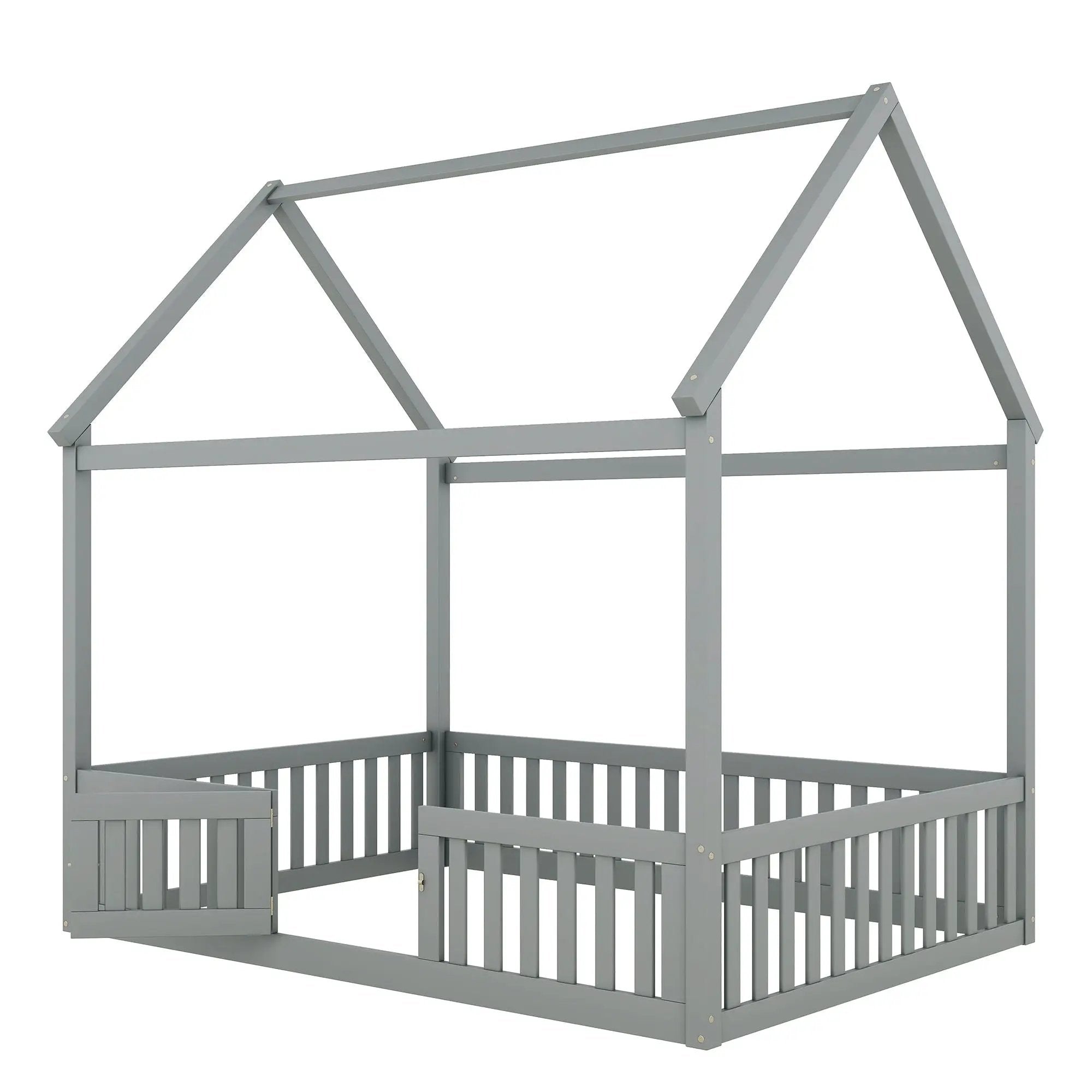 Wood House Bed With Fence And Door by Unique Piece Furniture