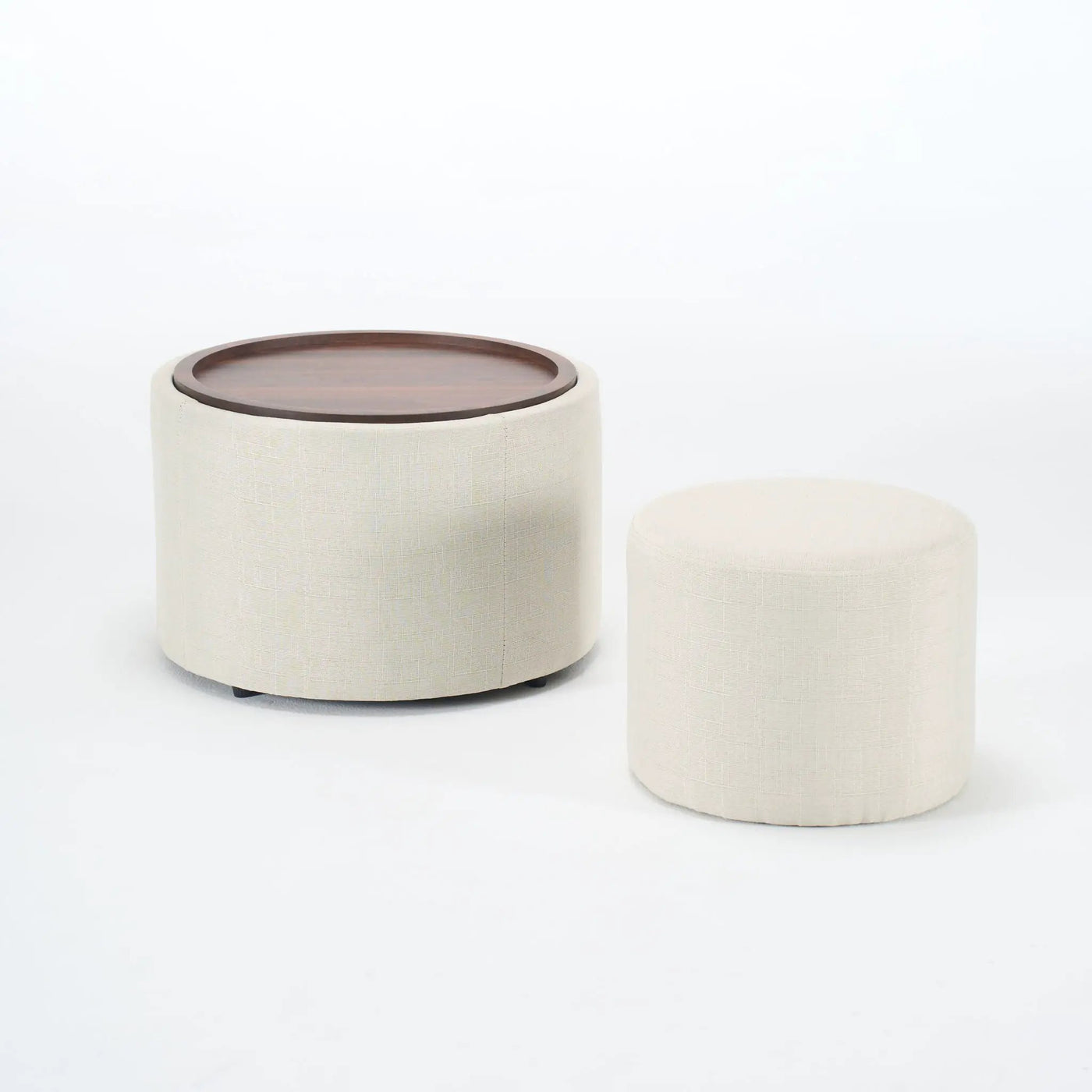 Nesting Ottomans, Round Coffee Table & Bench With Tray (Set of 2) by HouseOfZazla