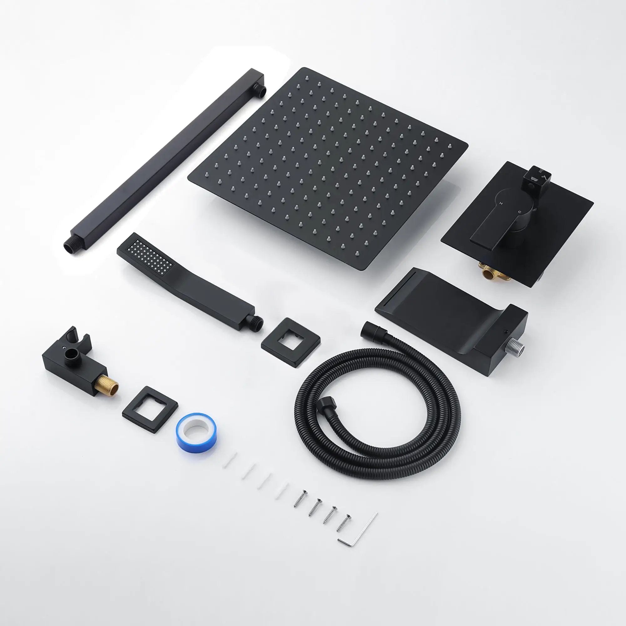 Tub Shower Faucet Set With 12" Rain Shower Head And Handheld Spray Combo by HouseOfZazla