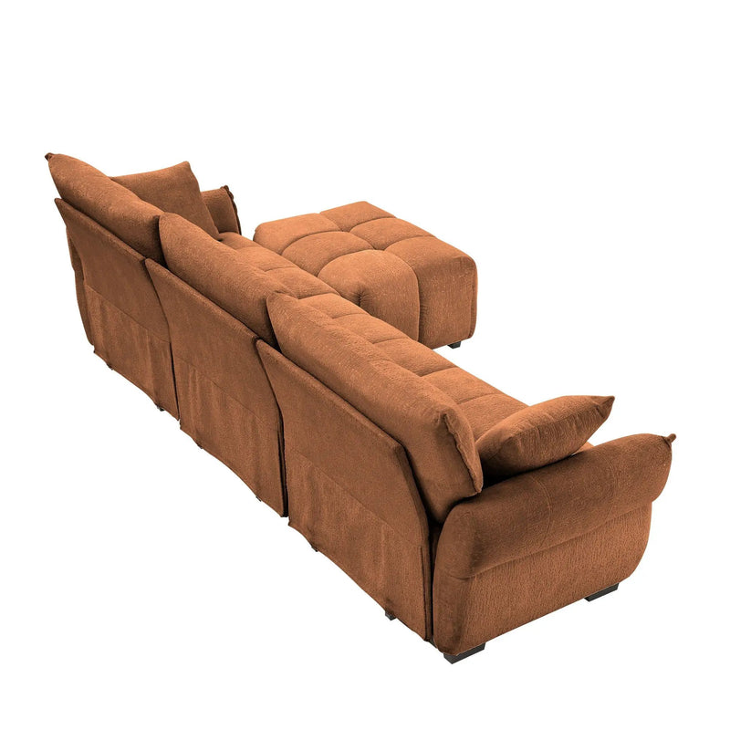 Sofa Set With Ottoman And Pillows, Textured, High Resilience Cushions by HouseOfZazla