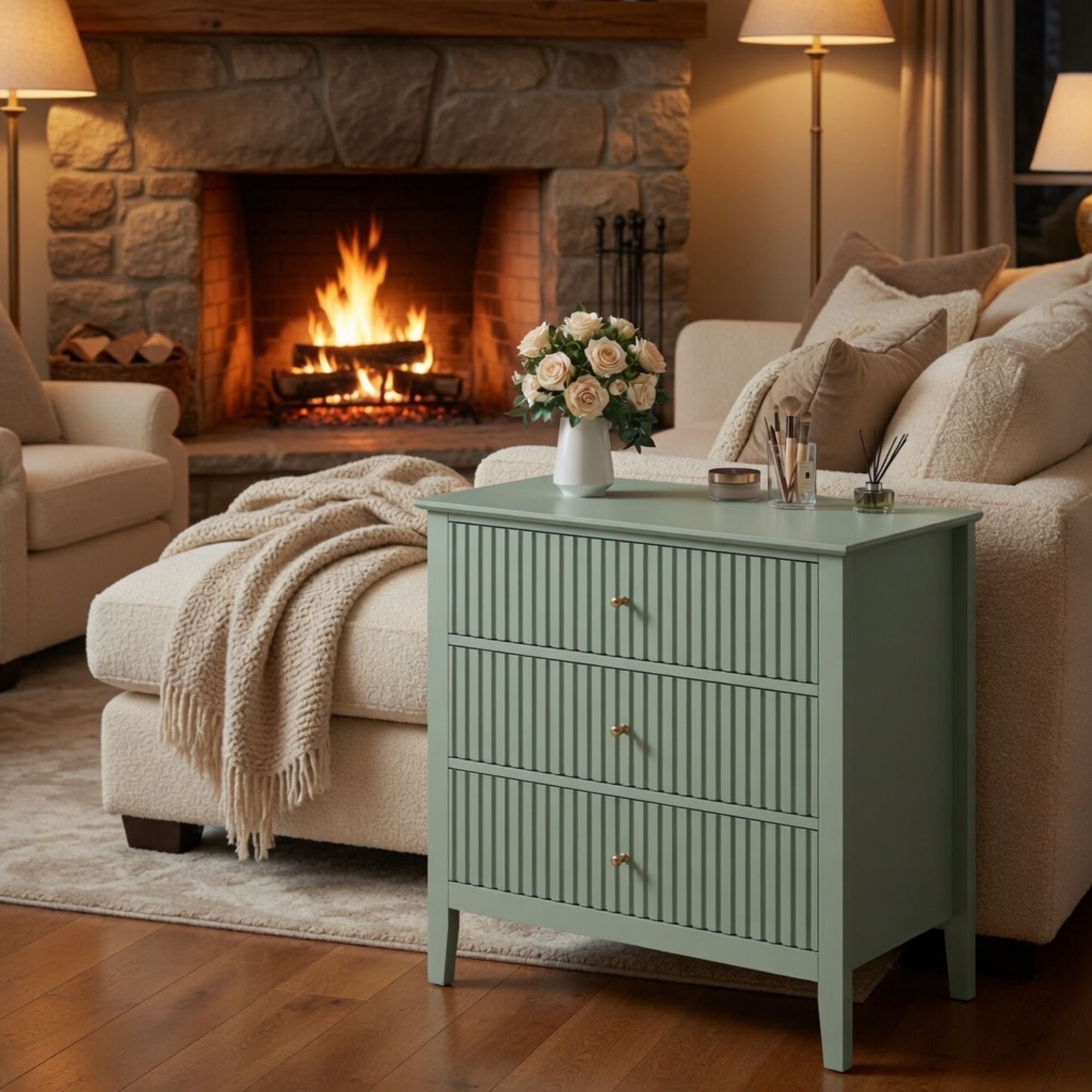 Fluted 3 Drawer Nightstand With Soft Close Slides by HouseOfZazla