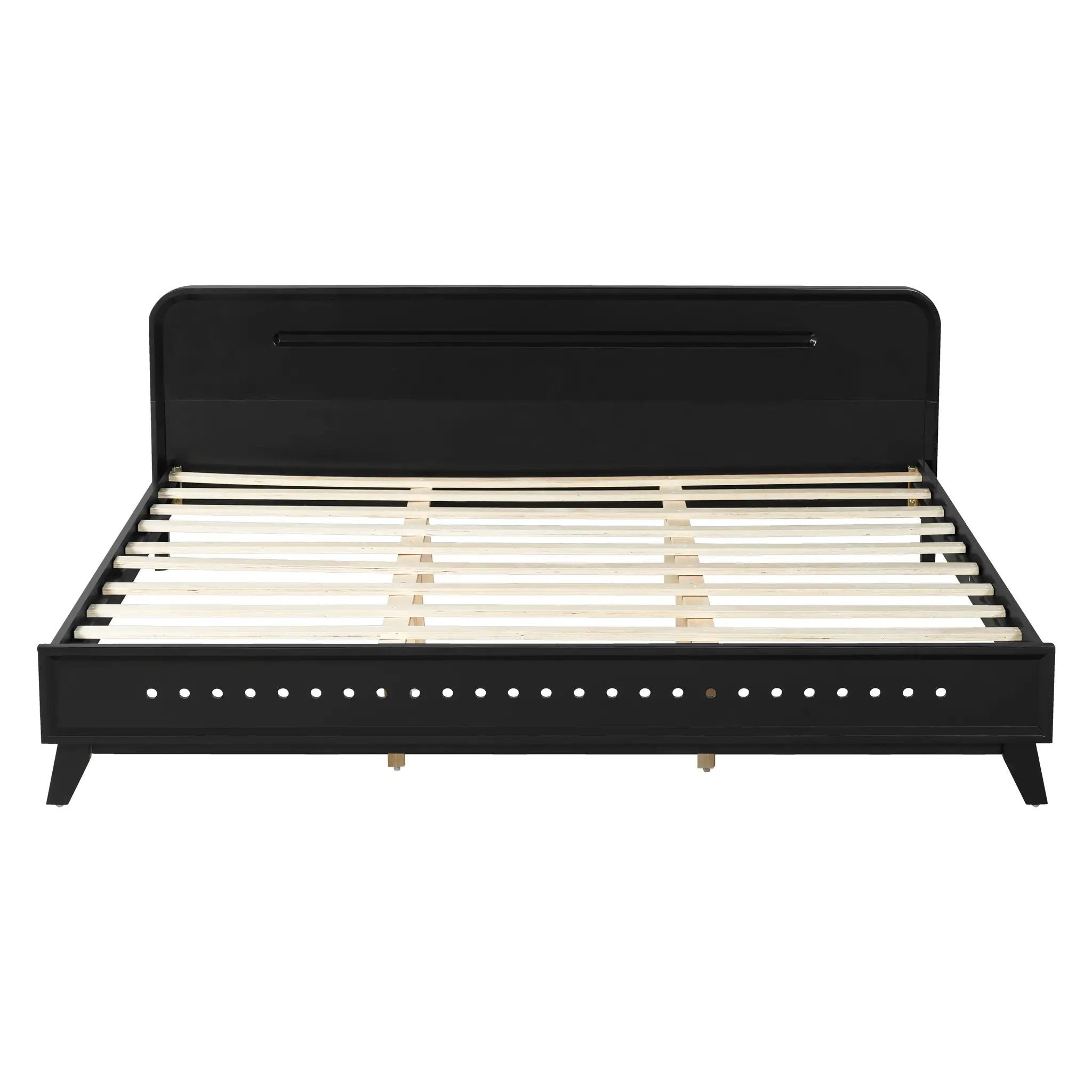 Pine Solid Wood King Size Bed, Solid and Stable, No Box Spring Needed by HouseOfZazla
