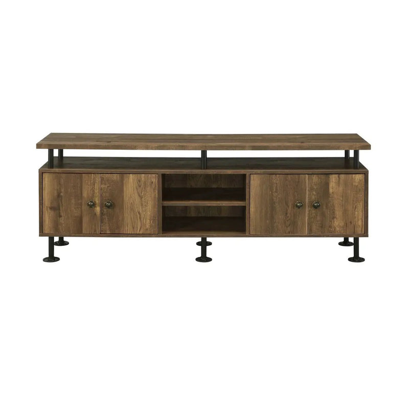 Ensata II - TV Stand - Rustic Oak / Black by Unique Piece Furniture