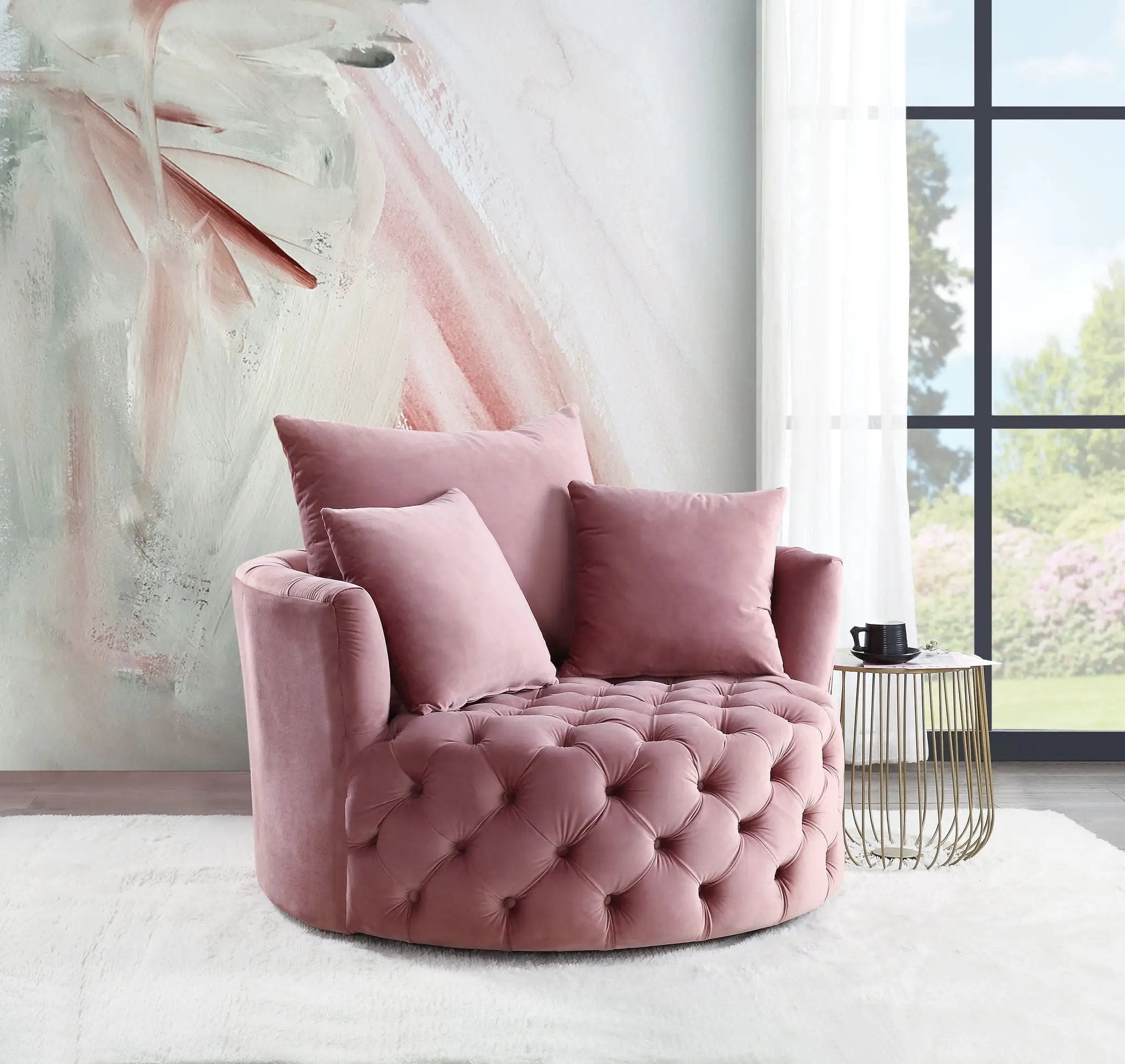 Zunyas Velvet Accent Chair With Swivel by HouseOfZazla