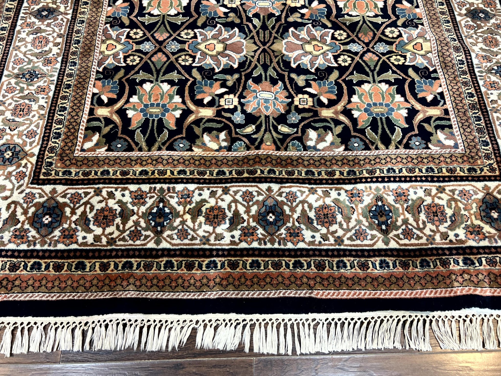 Indo Persian Bidjar Rug 6x10, Vintage Handmade Wool Carpet, Allover Pattern by Jewel Rugs