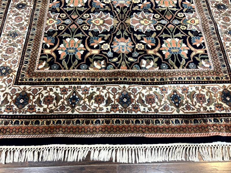 Indo Persian Bidjar Rug 6x10, Vintage Handmade Wool Carpet, Allover Pattern by Jewel Rugs
