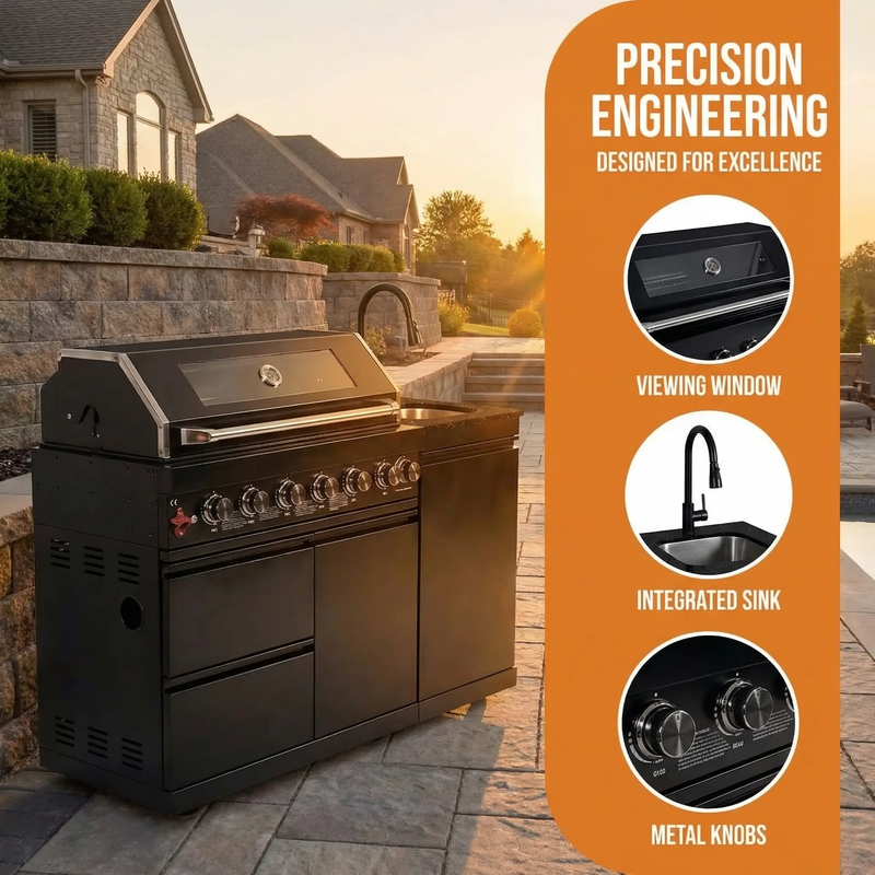62.6 Inch 6-Burner Deluxe Stainless Steel Propane Gas Outdoor Kitchen Barbecue Island Grill by HouseOfZazla