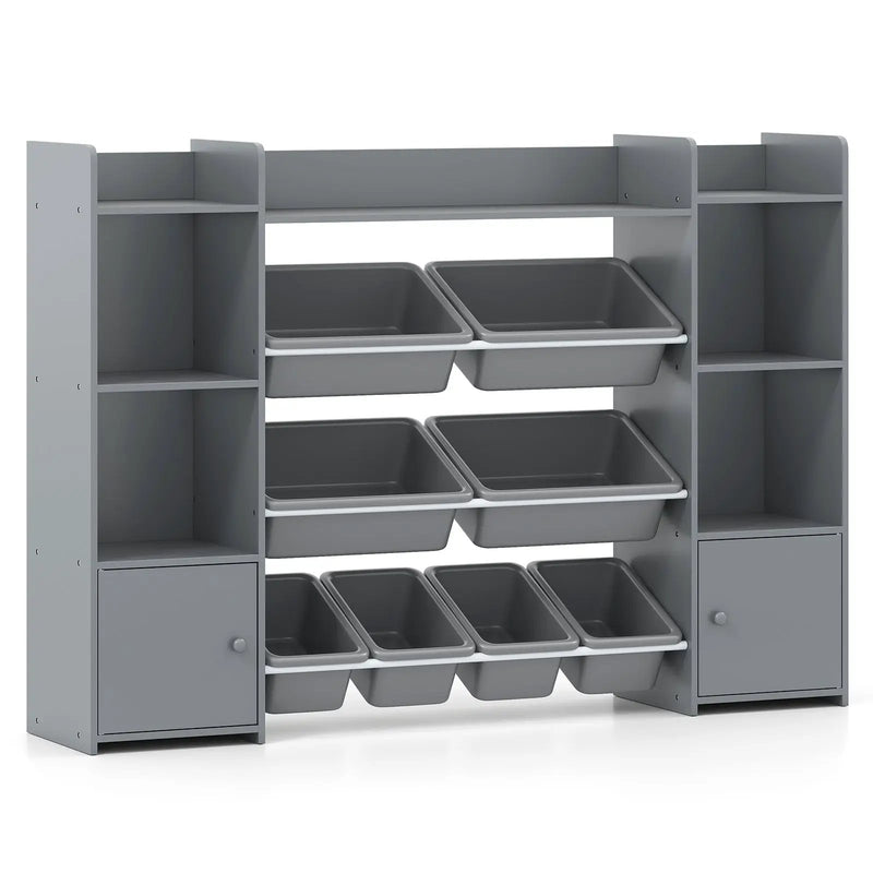 56 inch Large Toy Storage Organizer with 8 Removable Bins and Bookshelf by DirectDeals