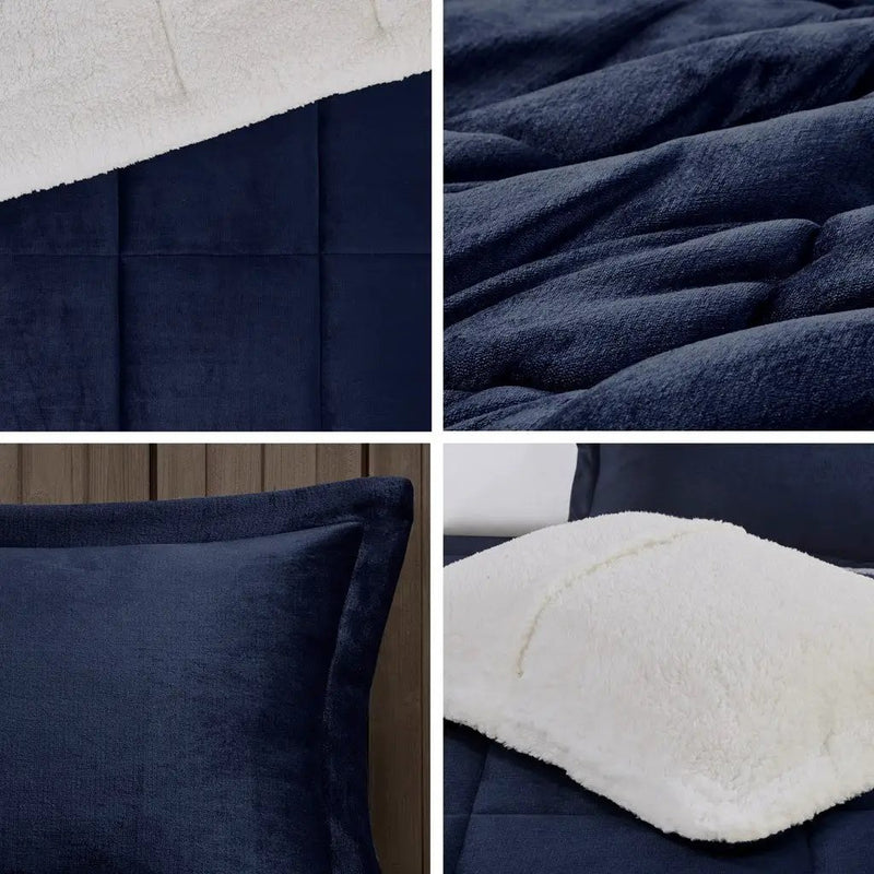 Full/Queen Plush to Sherpa Down Alternative Comforter Set by HouseOfZazla