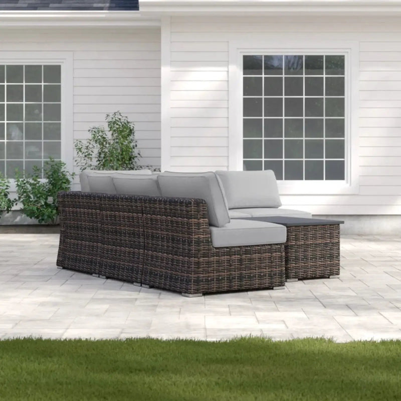 Wicker Sectional Sofa With Cushions And Table by HouseOfZazla