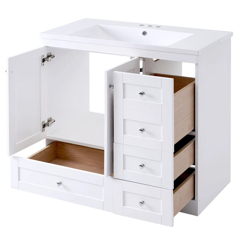 Shaker Free Standing Bathroom Vanity Cabinet With Sink, Soft Close Drawers, Soft Close Doors by HouseOfZazla
