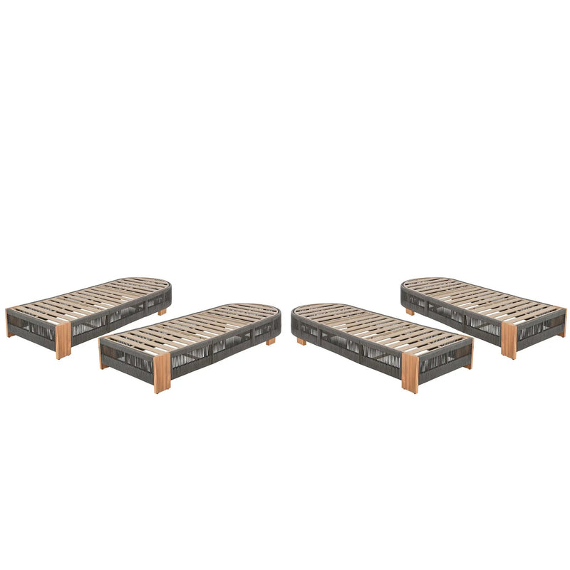 Outdoor Acacia Wood Patio Adjustable Lounge Chair - Grey Rope by HouseOfZazla