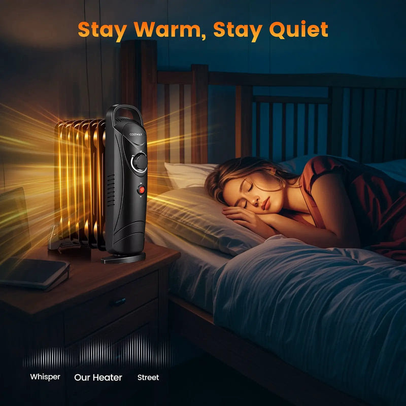 700W Electric Oil Filled Radiator Heater with Adjustable Thermostat by DirectDeals