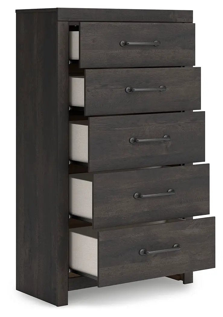 Hollivern - Five Drawer Chest - Dark Gray by Unique Piece Furniture