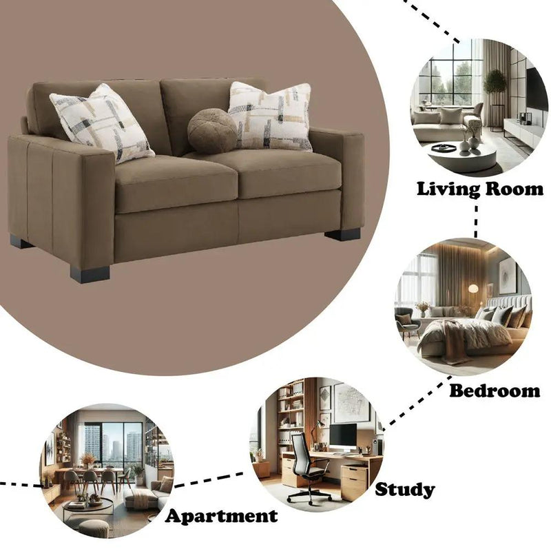 Darya - Loveseat With 3 Pillows - Brown Suede Fabric by Unique Piece Furniture
