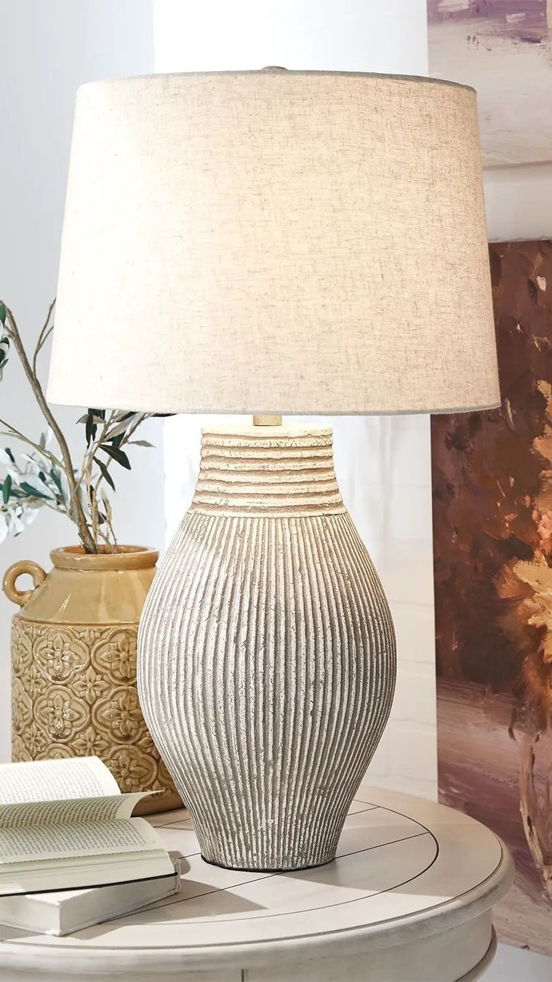 Layal - Paper Table Lamp - Beige by Unique Piece Furniture