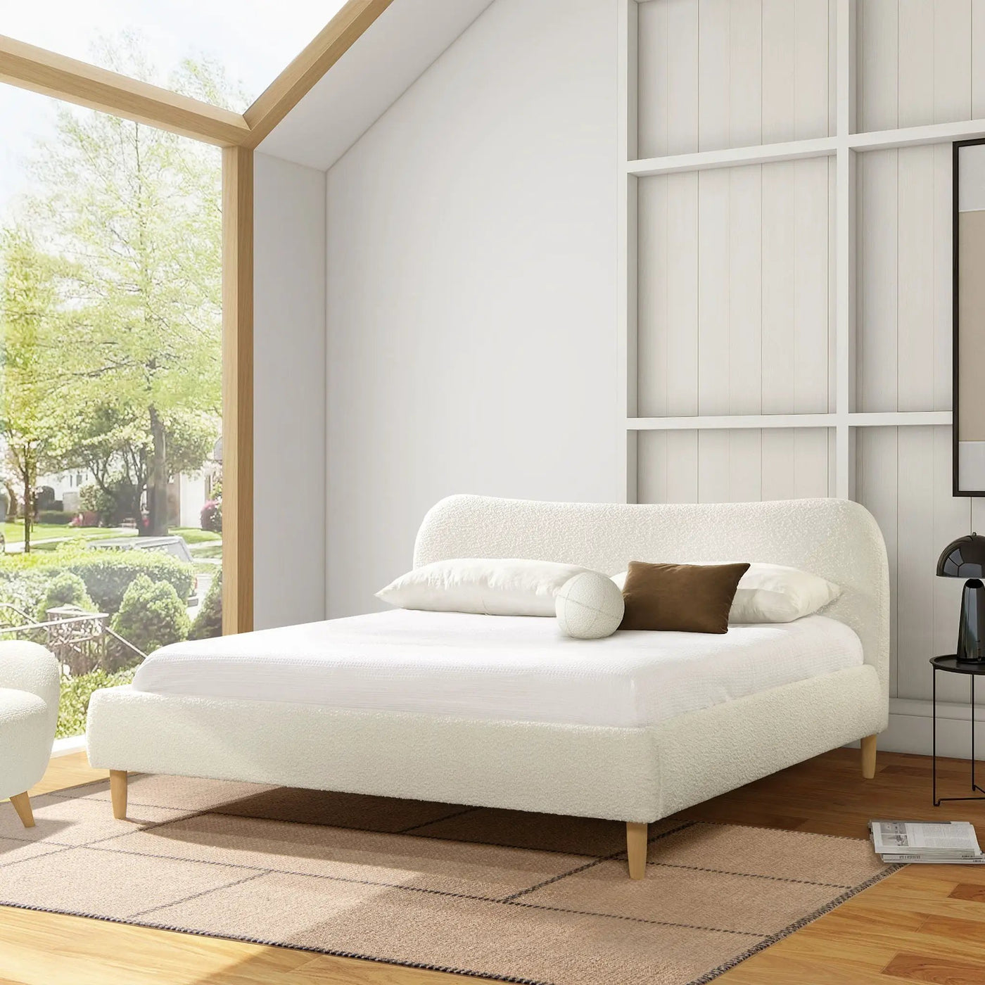 Roman - Curved Headboard Upholstered Platform Bed by Unique Piece Furniture