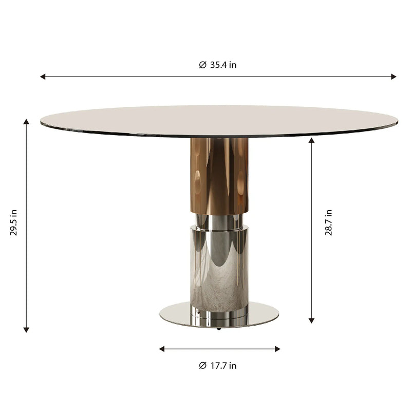 Round Glass Dining Table, Suitable For 2 - 4 People - Brown by HouseOfZazla