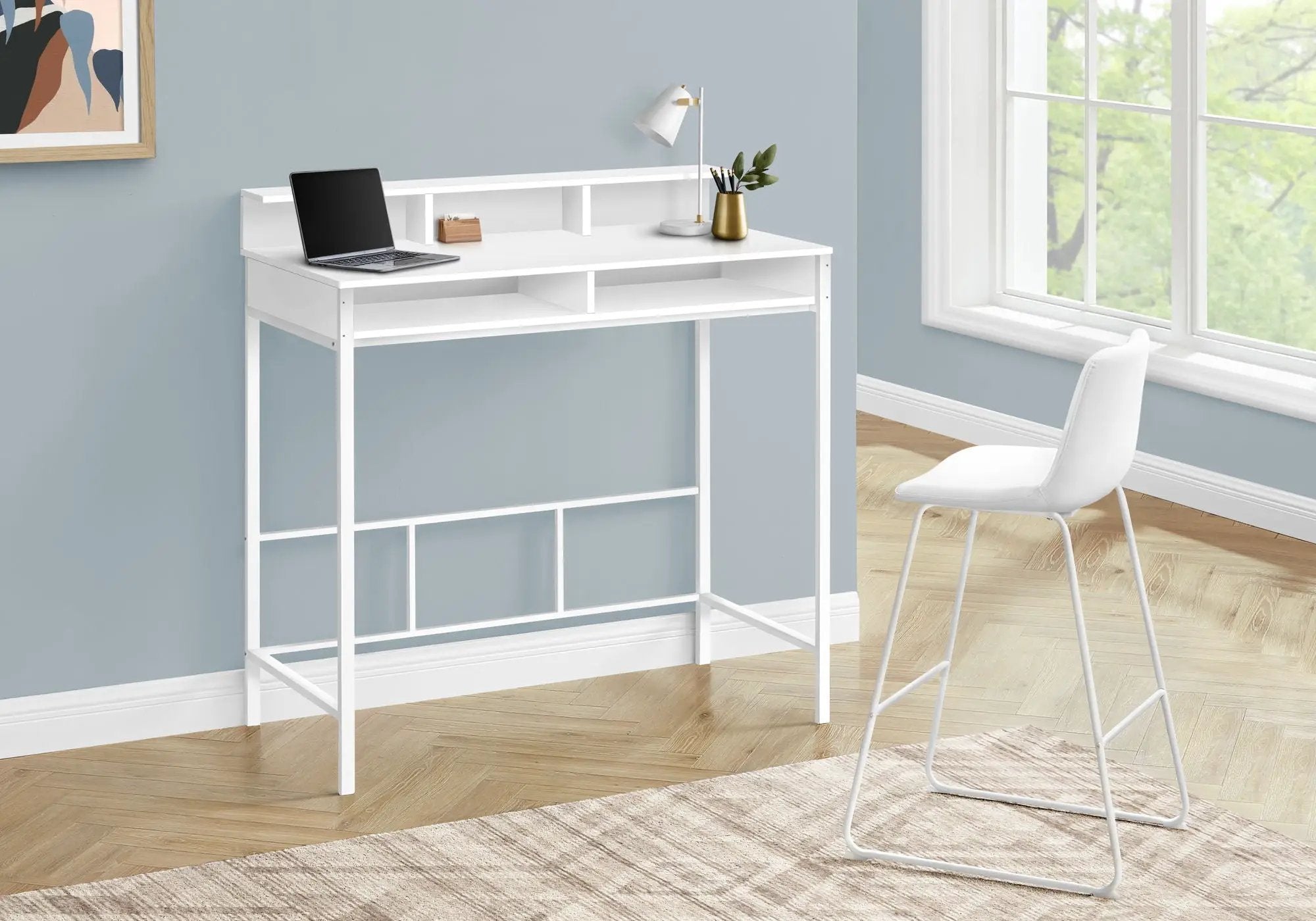 Computer Desk For Home Office, Standing, Storage Shelves, Laptop, Contemporary & Modern by Unique Piece Furniture