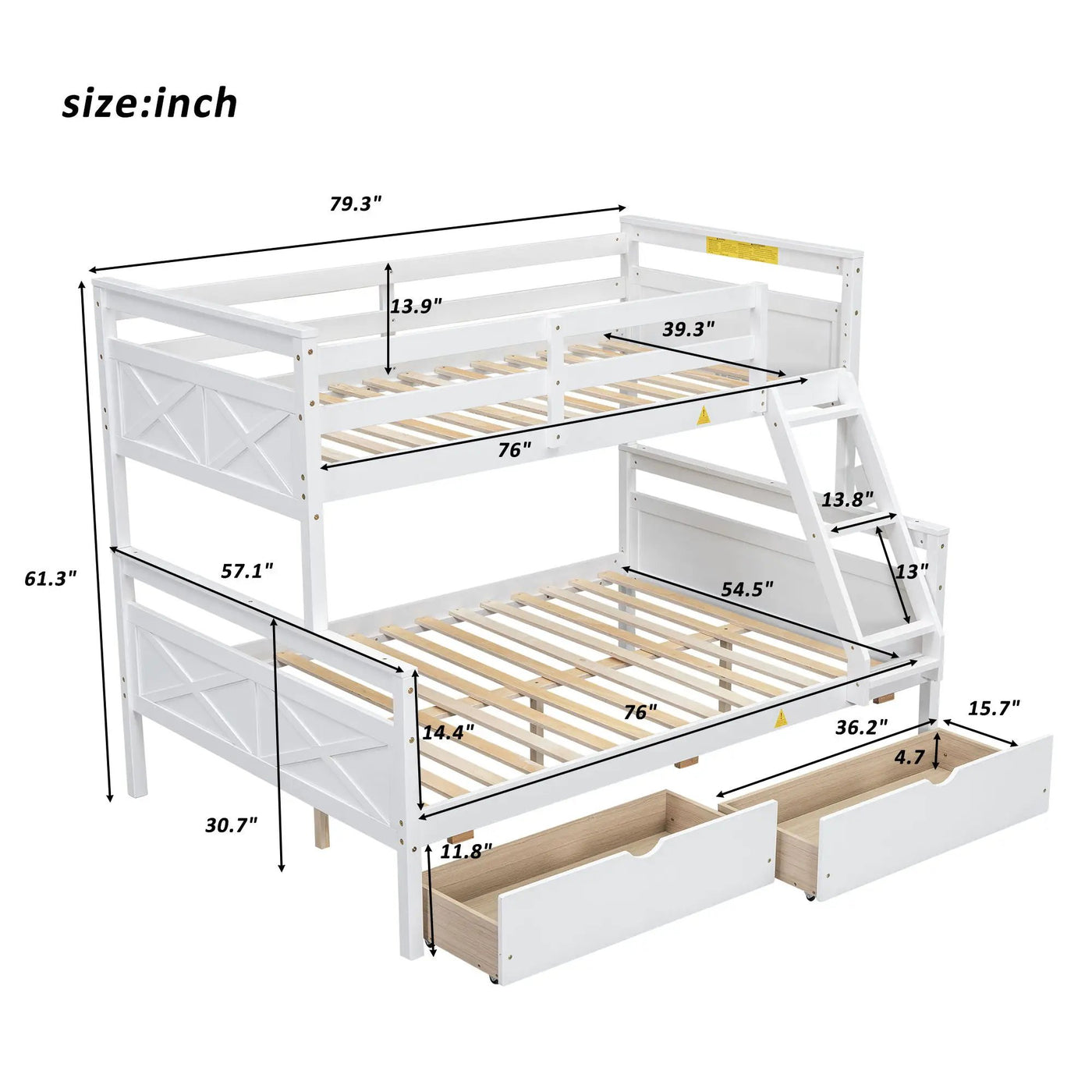 Bunk Bed With Ladder And Safety Guardrail by HouseOfZazla