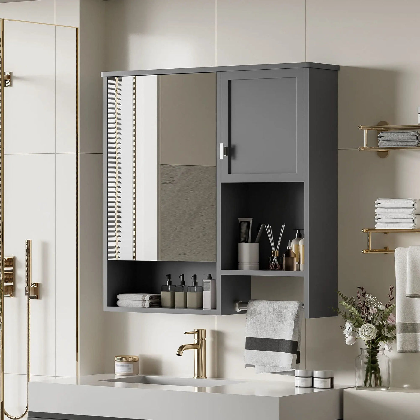 Modern Wall Mounted Bathroom Medicine Cabinet, Bathroom Wall Storage Cabinet With Mirror by HouseOfZazla