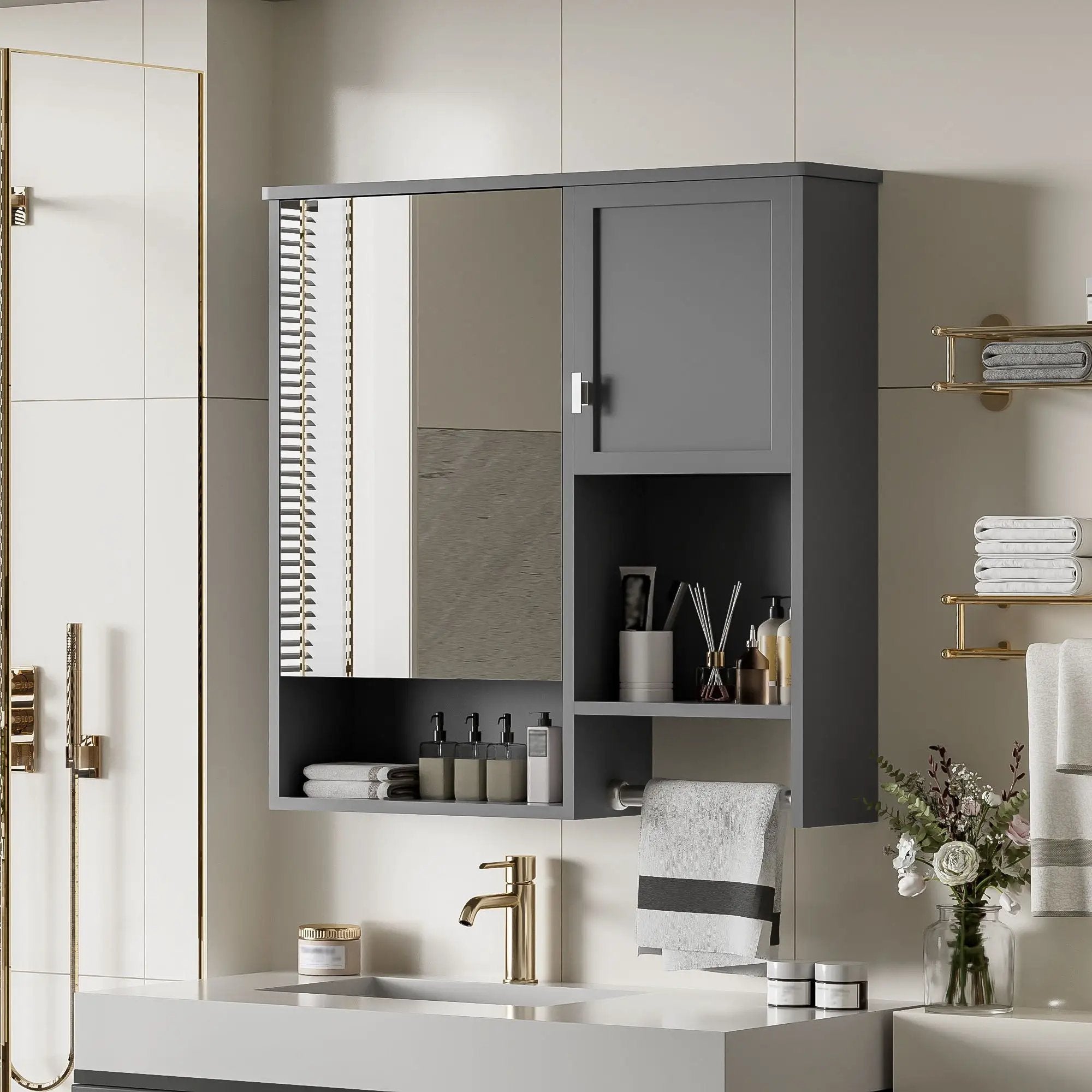 Modern Wall Mounted Bathroom Medicine Cabinet, Bathroom Wall Storage Cabinet With Mirror by Unique Piece Furniture