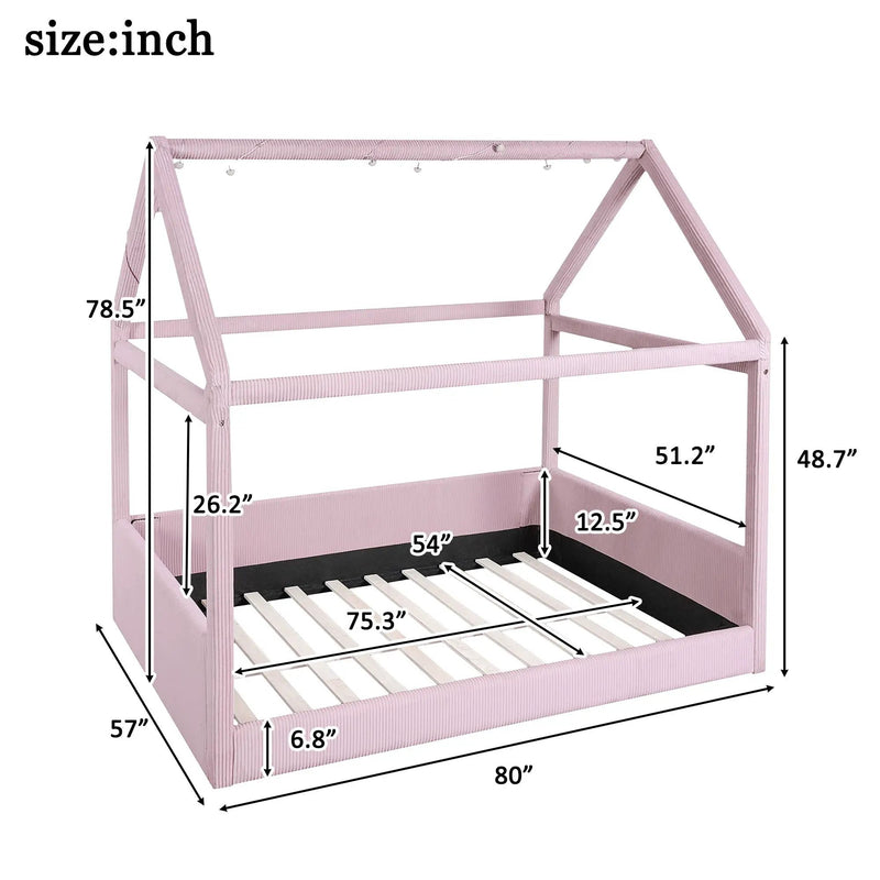 Upholstered House Style Daybed With LED Light Strips by HouseOfZazla