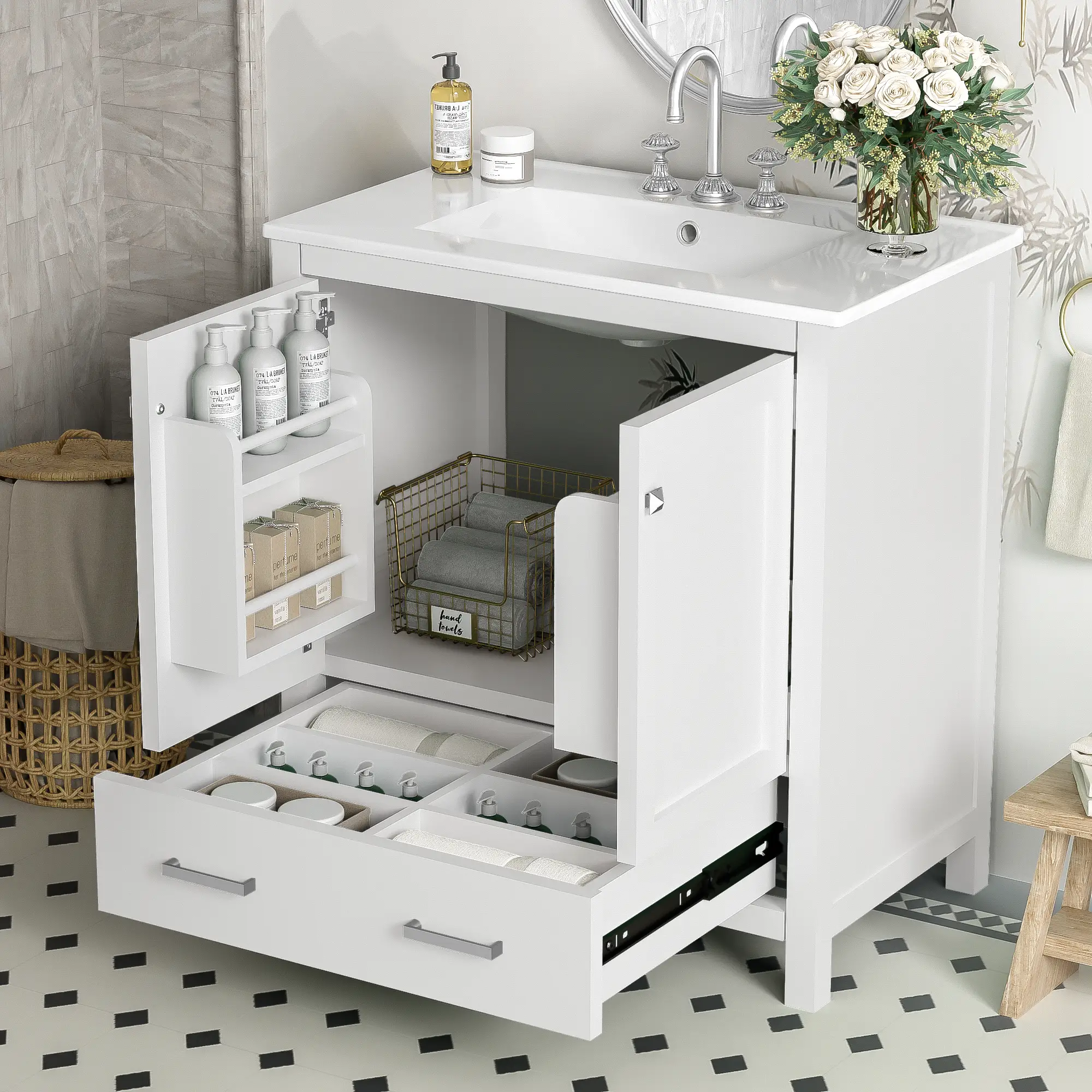 30" Blue Bathroom Vanity with Single Sink by HouseOfZazla