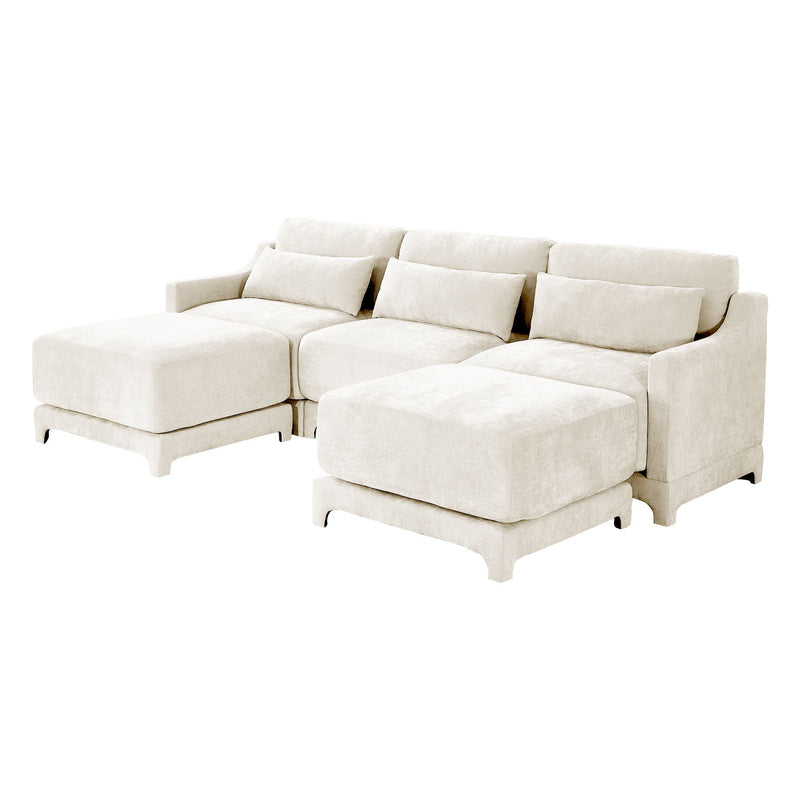 Stylish Sofa With Ottoman And Lumbar Pillows, Ergonomic Design by HouseOfZazla