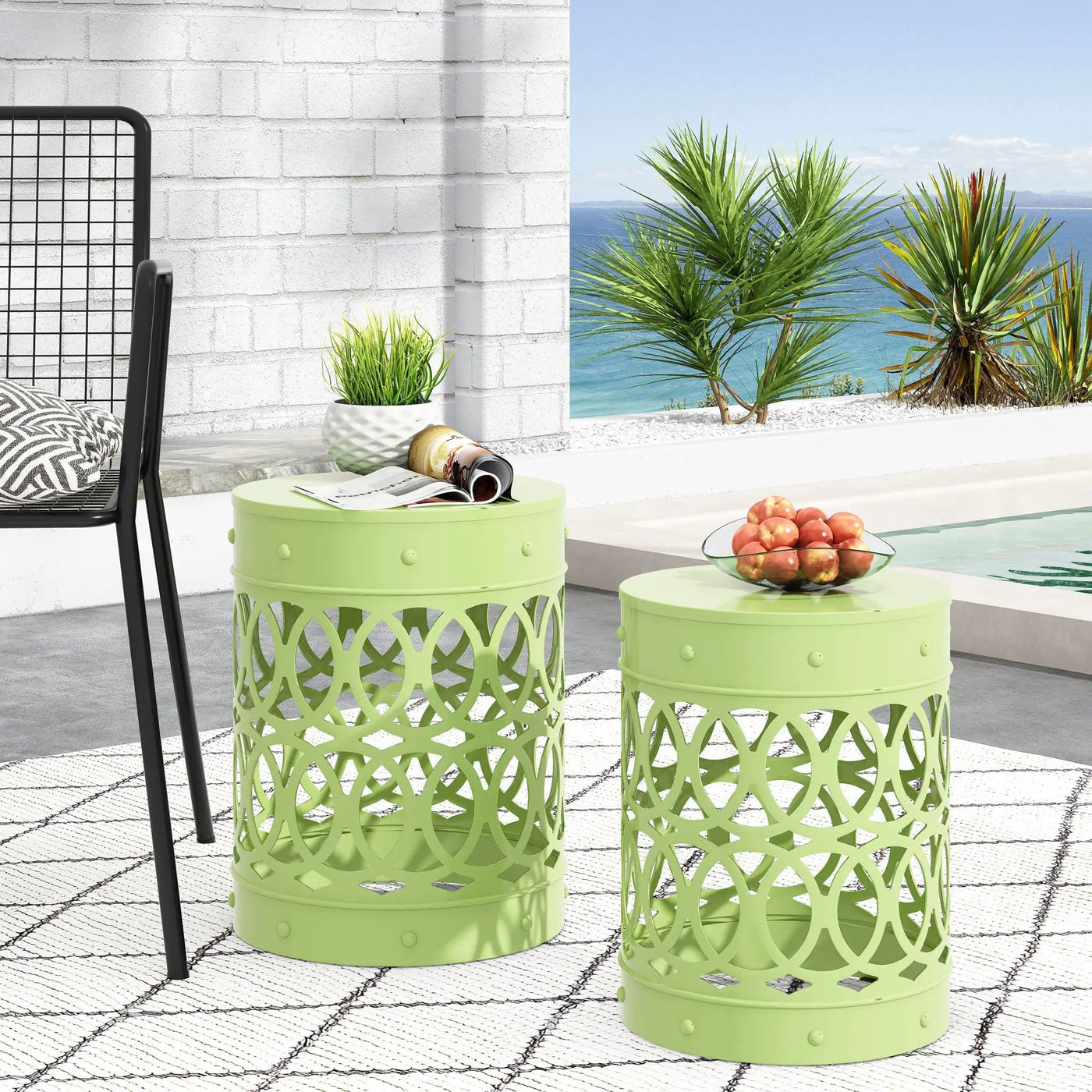 Outdoor Metal Side Table Set of 2 by HouseOfZazla