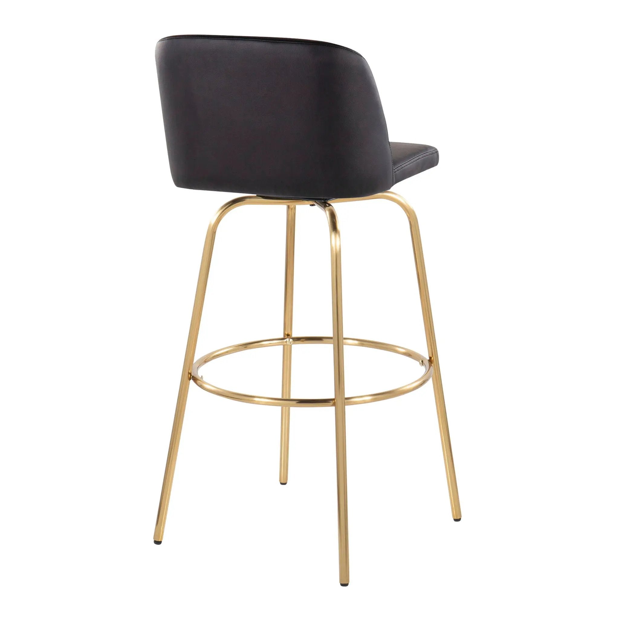 Toriano - Contemporary Fixed Height Barstool With Swivel And Round Footrest (Set of 2) by HouseOfZazla