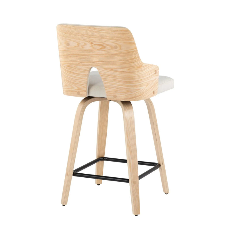 Stella - Contemporary Fixed Height Counter Stool With Swivel Square Footrest (Set of 2) by HouseOfZazla
