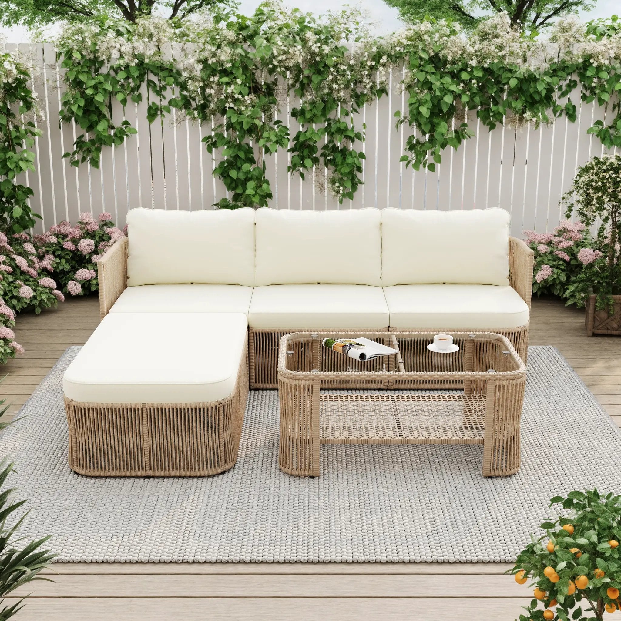 Outdoor PE Rattan Patio Furniture Set with Iron Frame by HouseOfZazla
