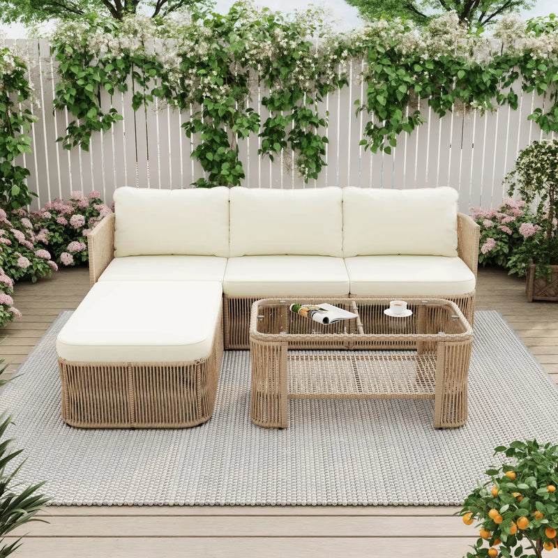 Outdoor PE Rattan Patio Furniture Set with Iron Frame by HouseOfZazla