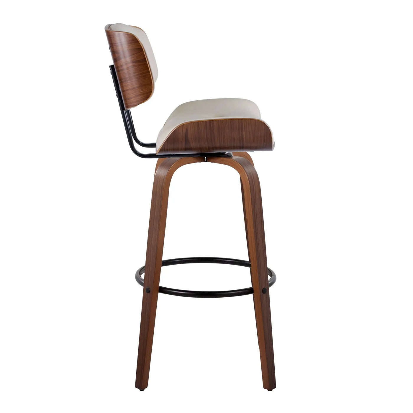 Lombardi - Mid-Century Modern Fixed Height Barstool With Swivel With Round Footrest (Set of 2) by HouseOfZazla