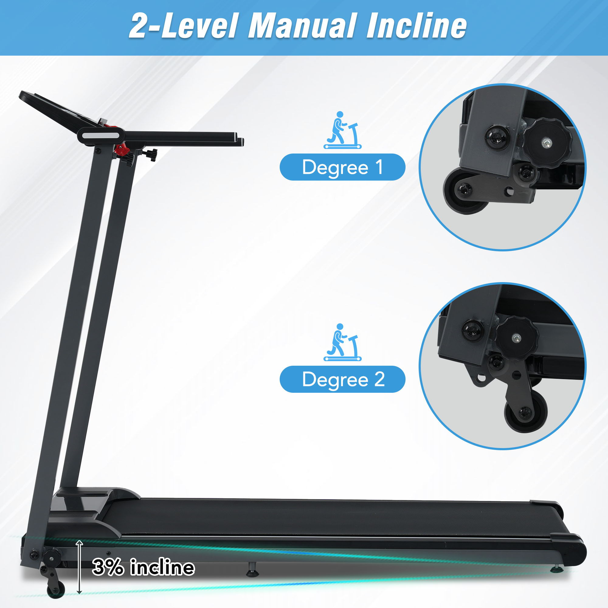 Folding Walking Pad Treadmill For Home With Incline 0.5 7.5Mph - Black by HouseOfZazla
