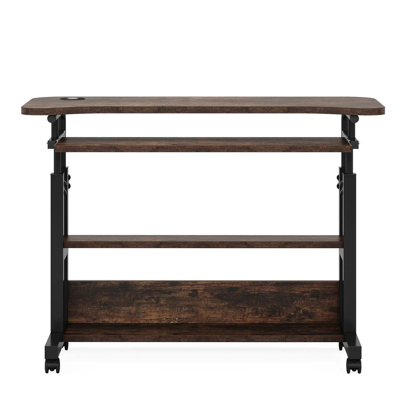 Portable Adjustable Desk With Power Outlets, USB Charging Ports, And Sliding Keyboard Tray - Brown / Black by HouseOfZazla