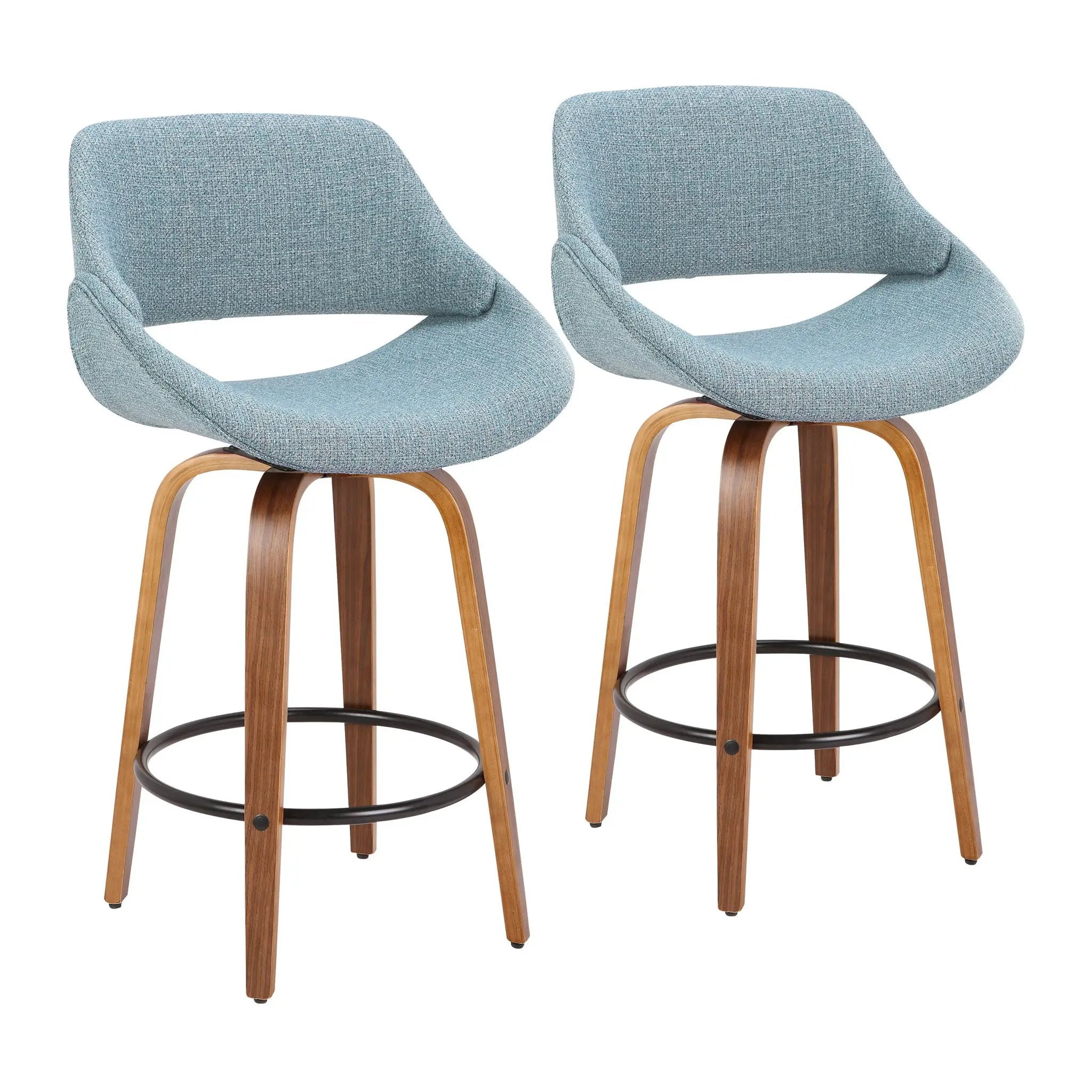 Fabrico - Mid Century Modern Fixed Height Counter Stool And Round Footrest (Set of 2) by Unique Piece Furniture