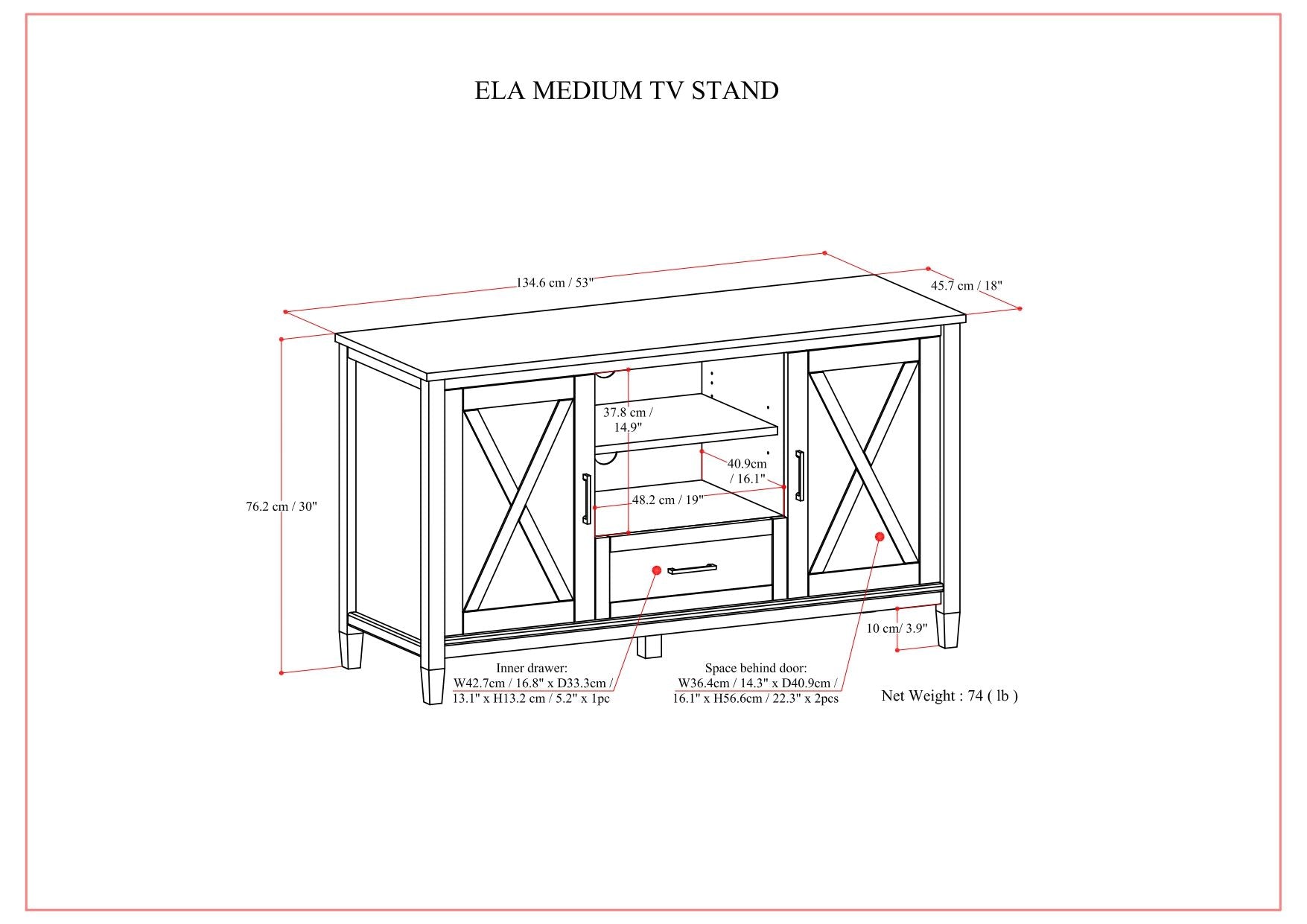 Ela - Medium TV Stand - Smoky Brown by HouseOfZazla