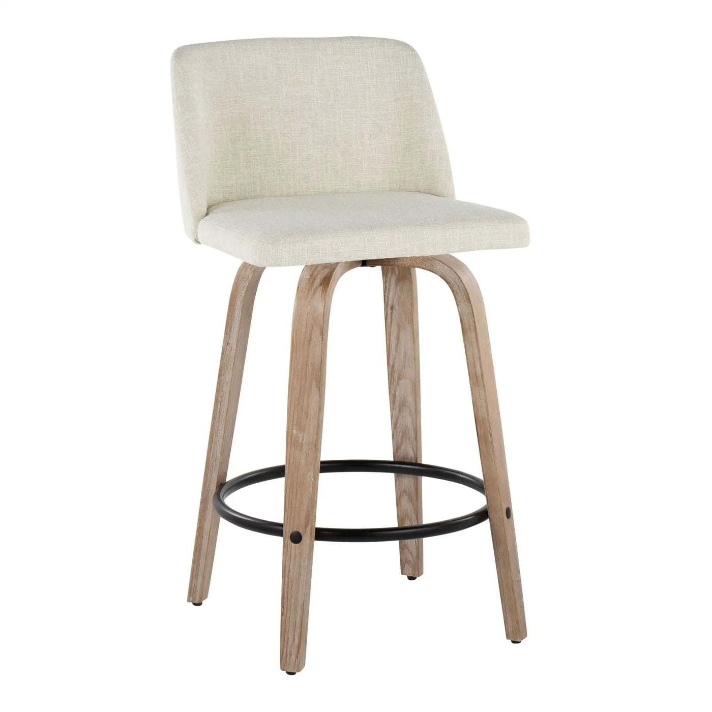 Toriano - Contemporary Fixed Height Counter Stool Swivel & Round Footrest (Set of 2) by HouseOfZazla
