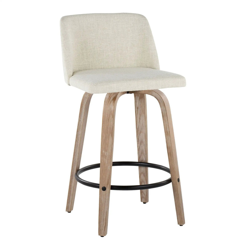 Toriano - Contemporary Fixed Height Counter Stool Swivel & Round Footrest (Set of 2) by Unique Piece Furniture