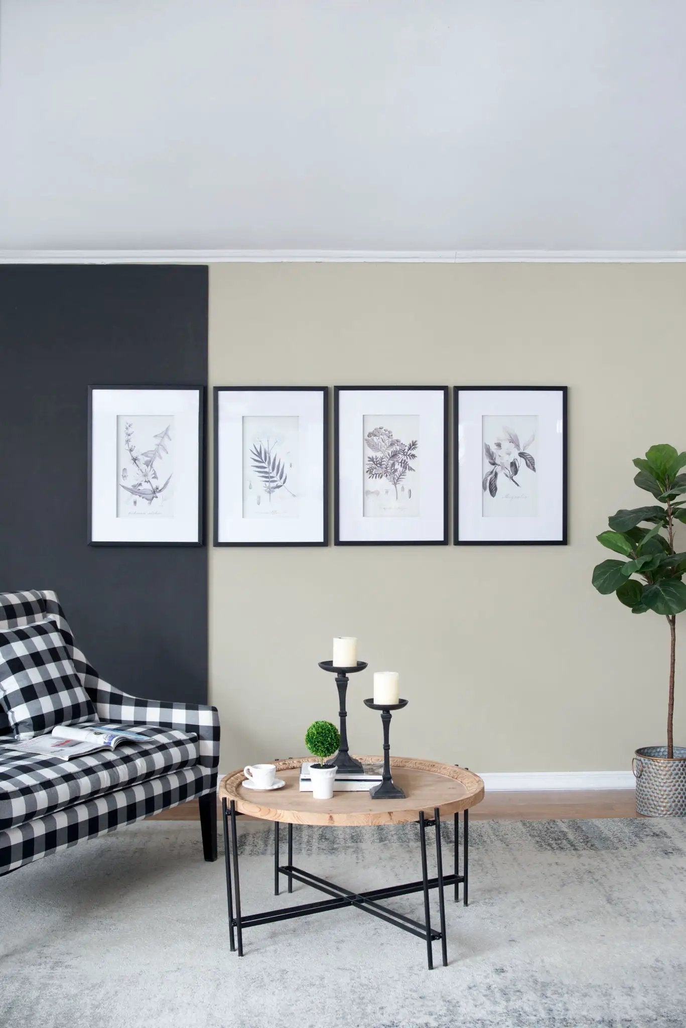 Botanical Wall Art Prints, Home Decor For Living Room Dining Room, Bedroom, Hallway (Set of 4) - White / Black by Unique Piece Furniture