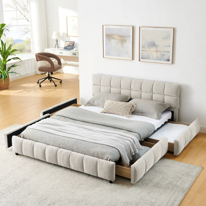 Modern Platform Bed Frame With Thick Fabric by Unique Piece Furniture