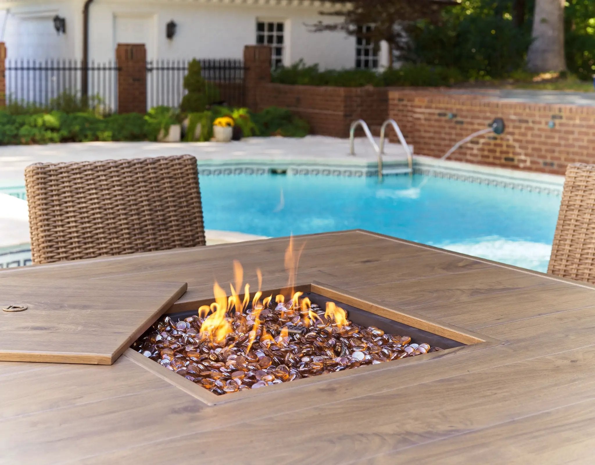Walton Bridge - Square Bar Table W/Fire Pit - Driftwood by Unique Piece Furniture