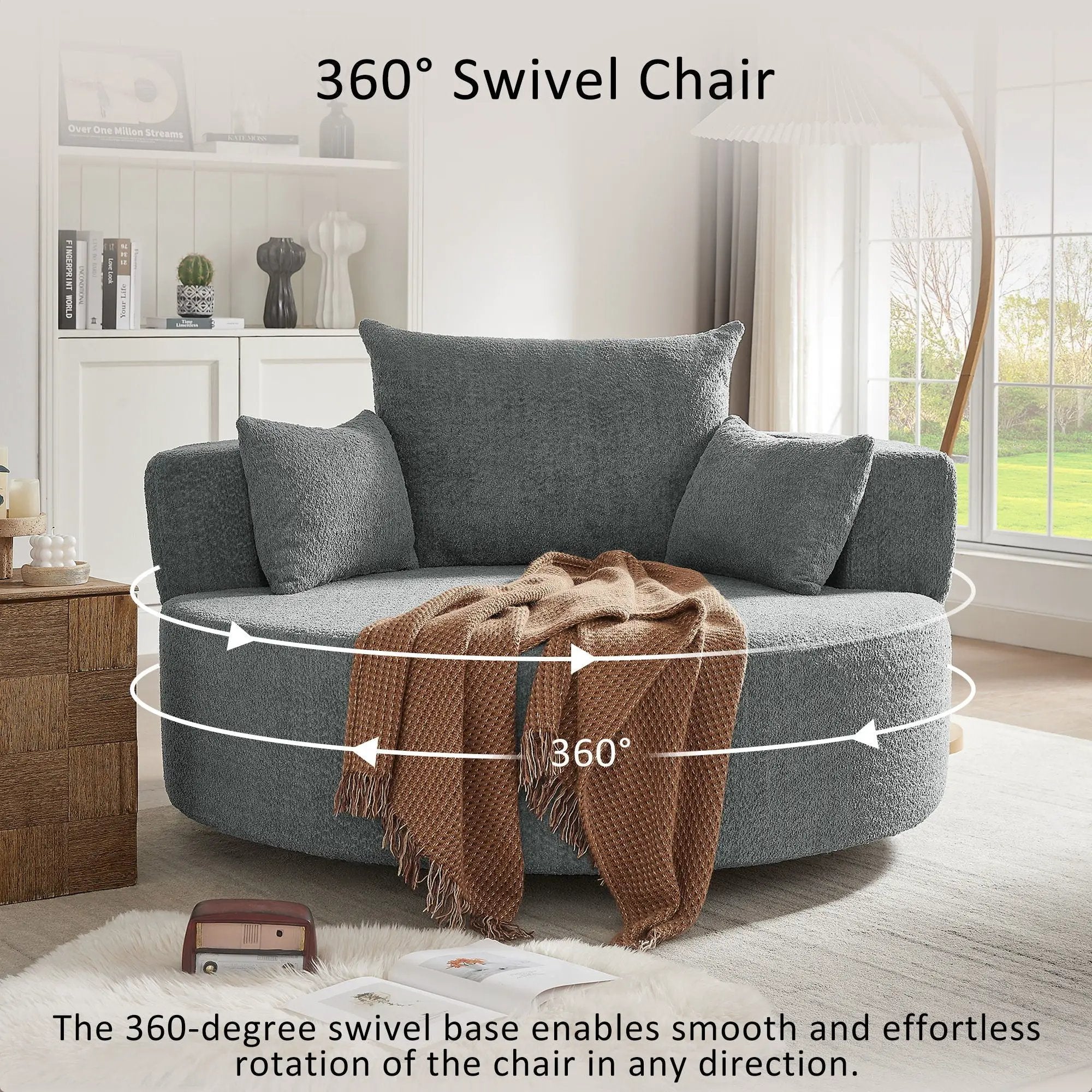 360° Swivel Accent Barrel Chair With 3 Removable Pillows For Living Room by HouseOfZazla