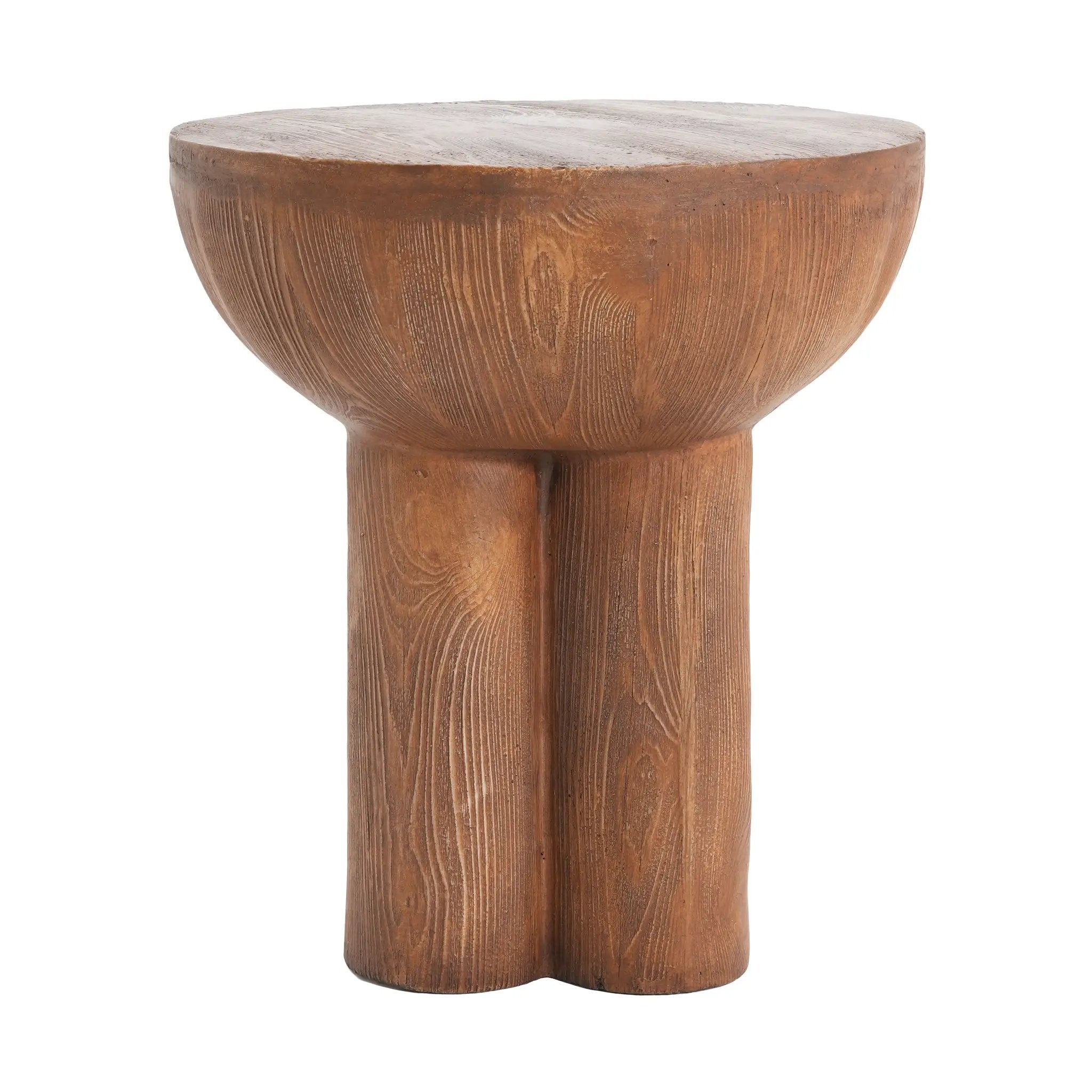 Iris Outdoor Patio Three-Legged Wood-Grain Side Table by HouseOfZazla